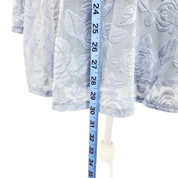 Blue Floral Jacquard Off-Shoulder Long Sleeve Dress Size XS - Picture 11 of 13